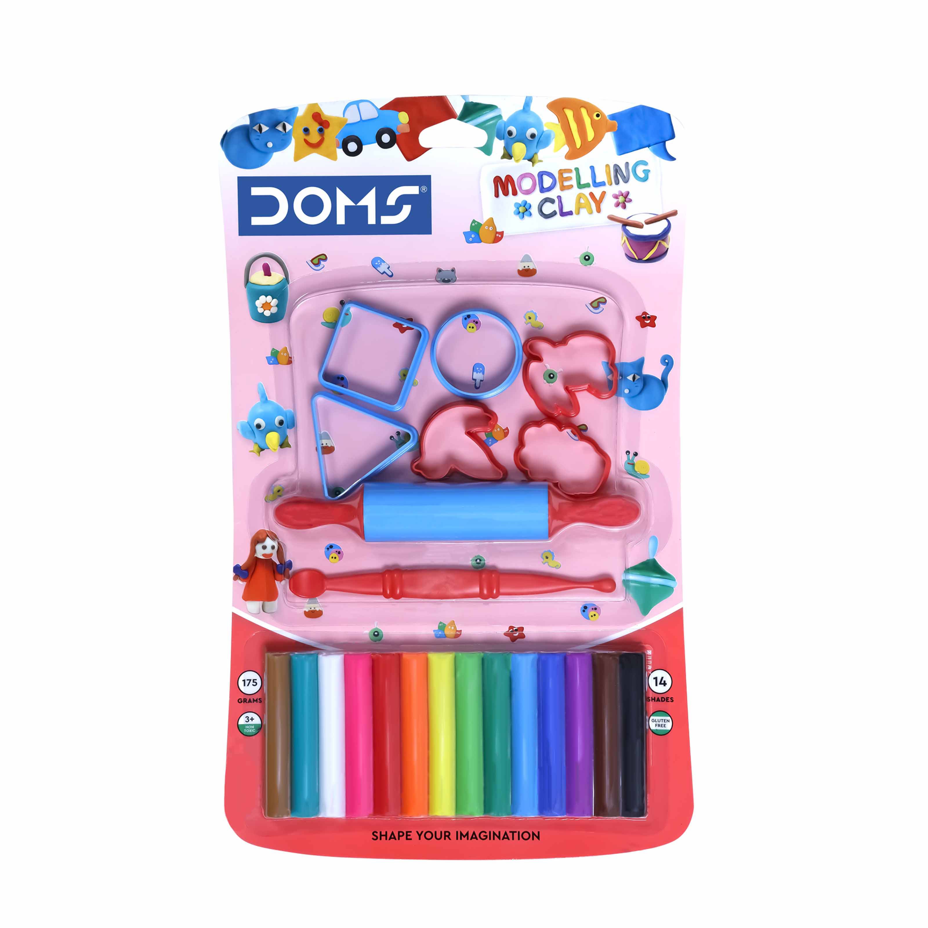 DOMS Modelling Clay 14Shade 175g +6Toys +1Spatula