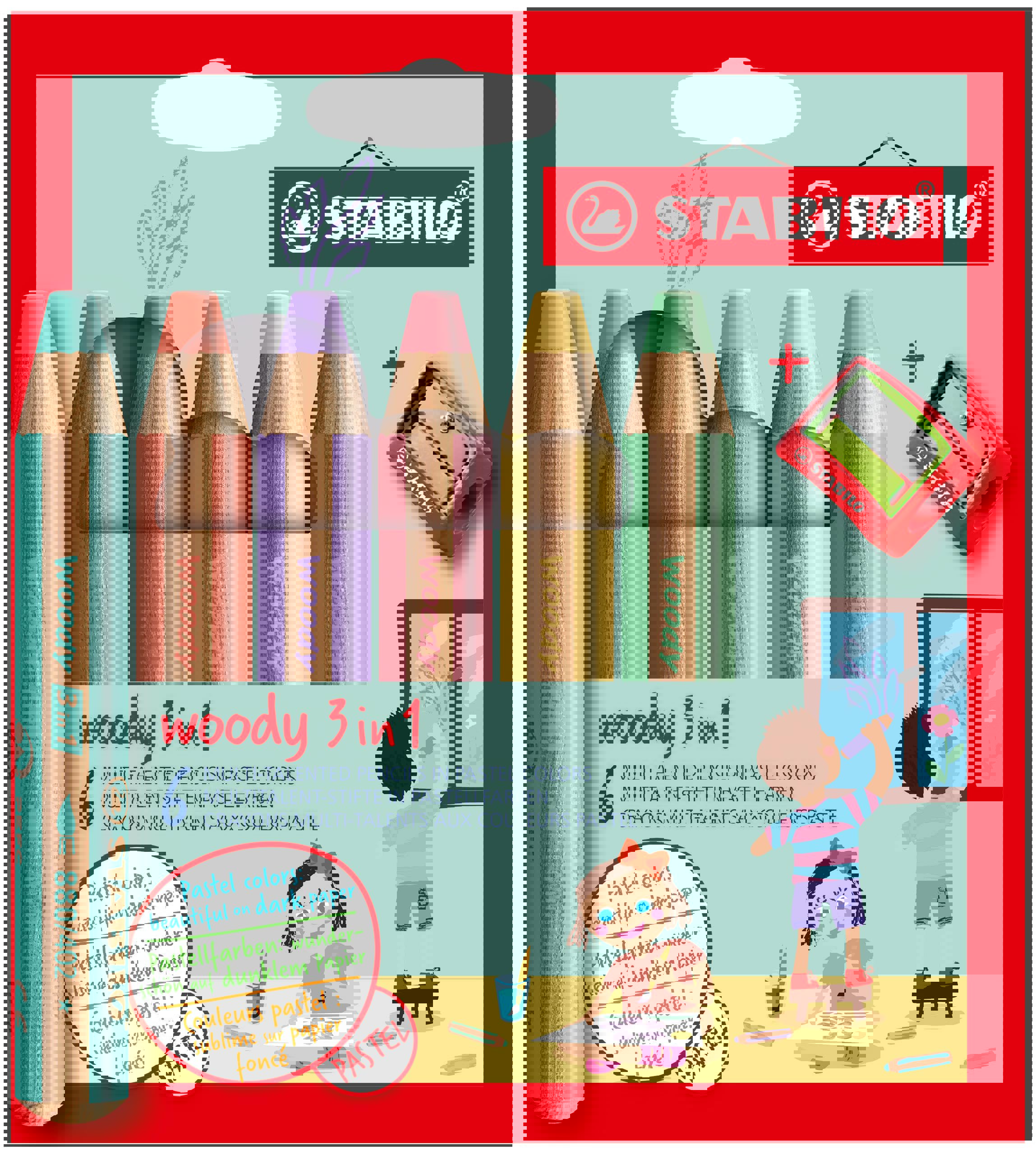 8806-3 WOODY 3in1 Wallet 6pcs PASTEL colors