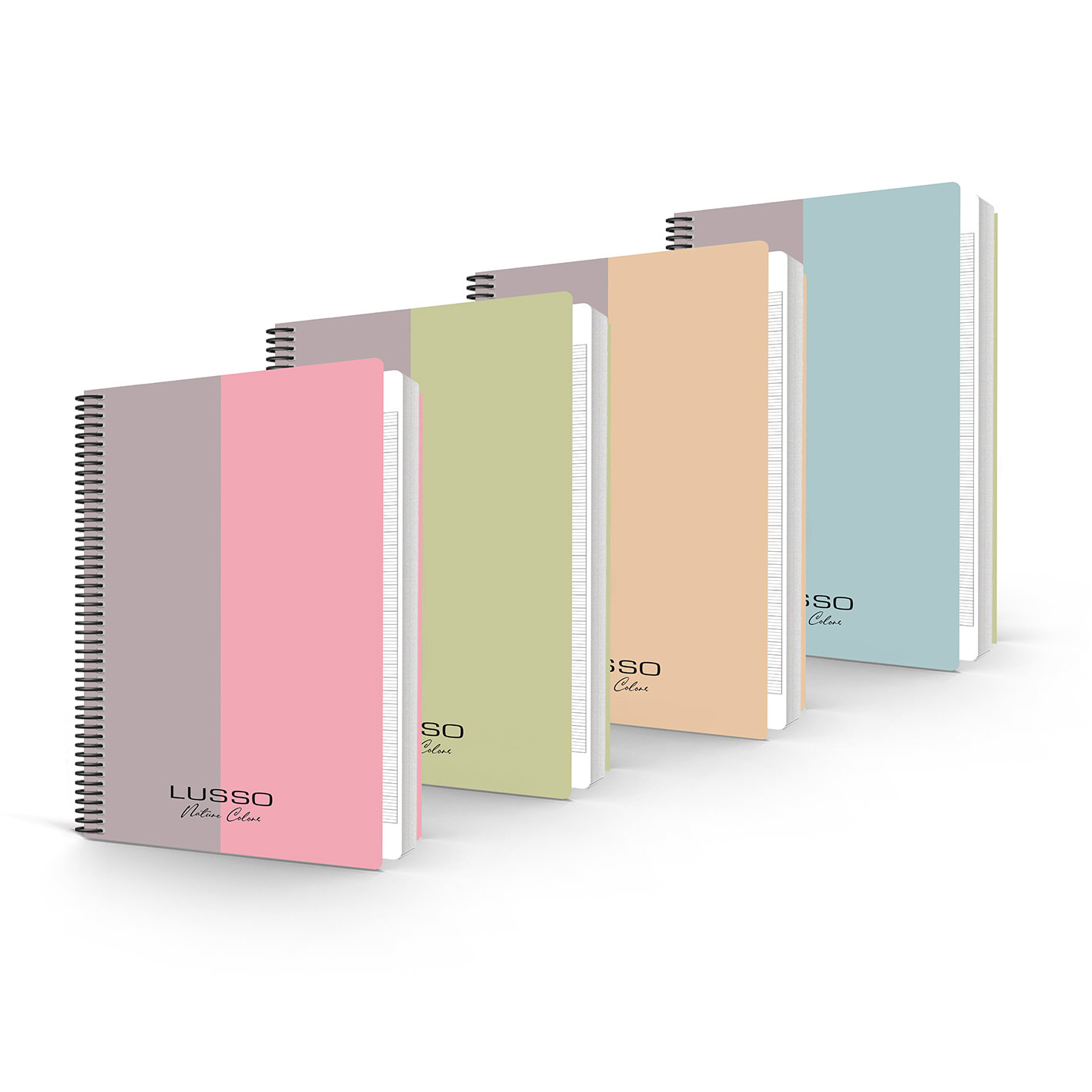 lusso DUO 80 GSM COPYBOOKS Inspired by Nature University Book Seyes, 96 Sheets, A4, Left Opening, Inspired by Nature, Assorted