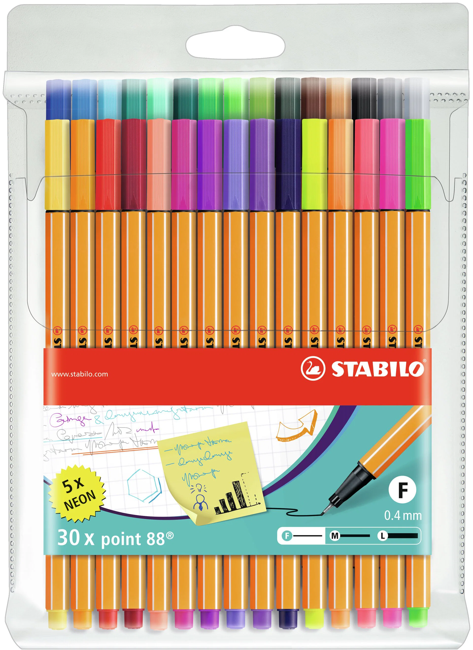 Stabilo point 88 Wallet 25 pens + 5 neon colors Thumbnail