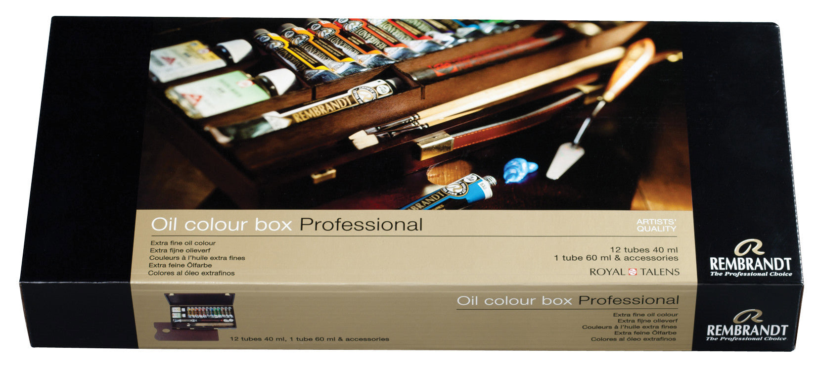 Rembrandt Oil colour wooden box set Professional | 12 x 40 ml + 1 x 60 ml + accessories 12x40 ml