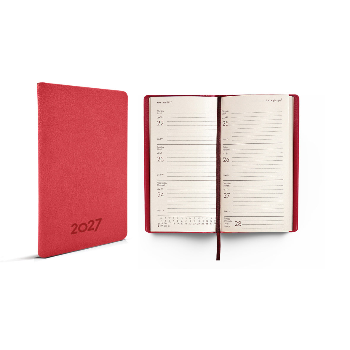 2027 Weekly Pocket Diary hard cover L/O 9x15cm