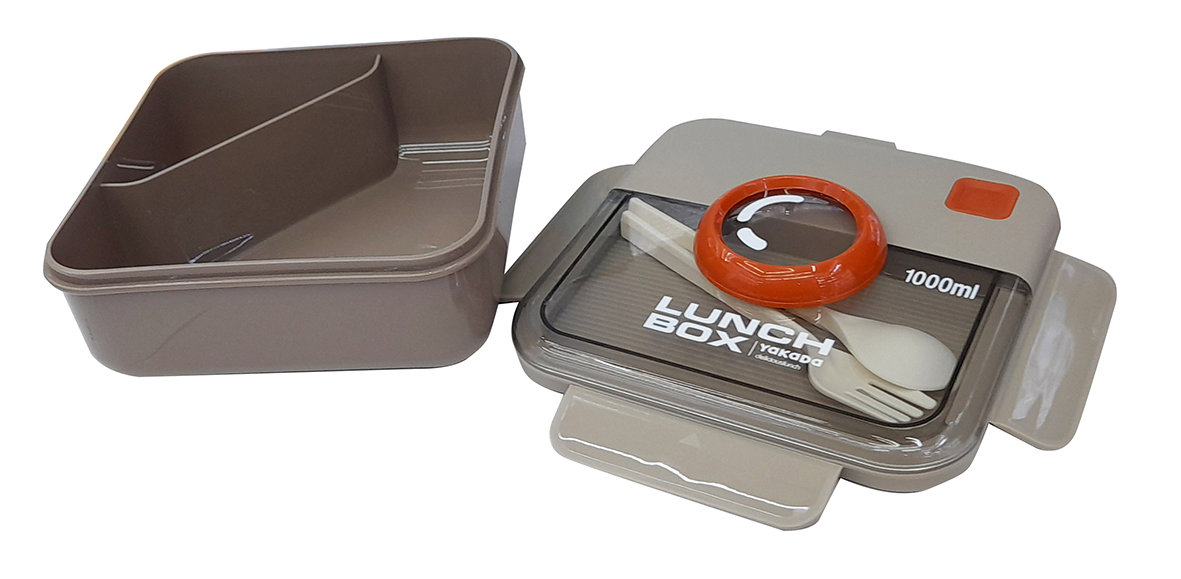 Lunch Box YAKADA Plastic 1000ml 17x17x8cm 3colors