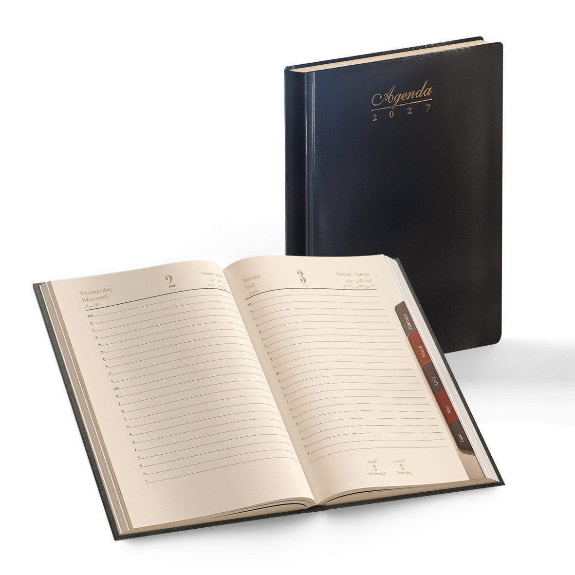 2027 Daily Diary HardCov 2Tab Index Gilded L/O A5