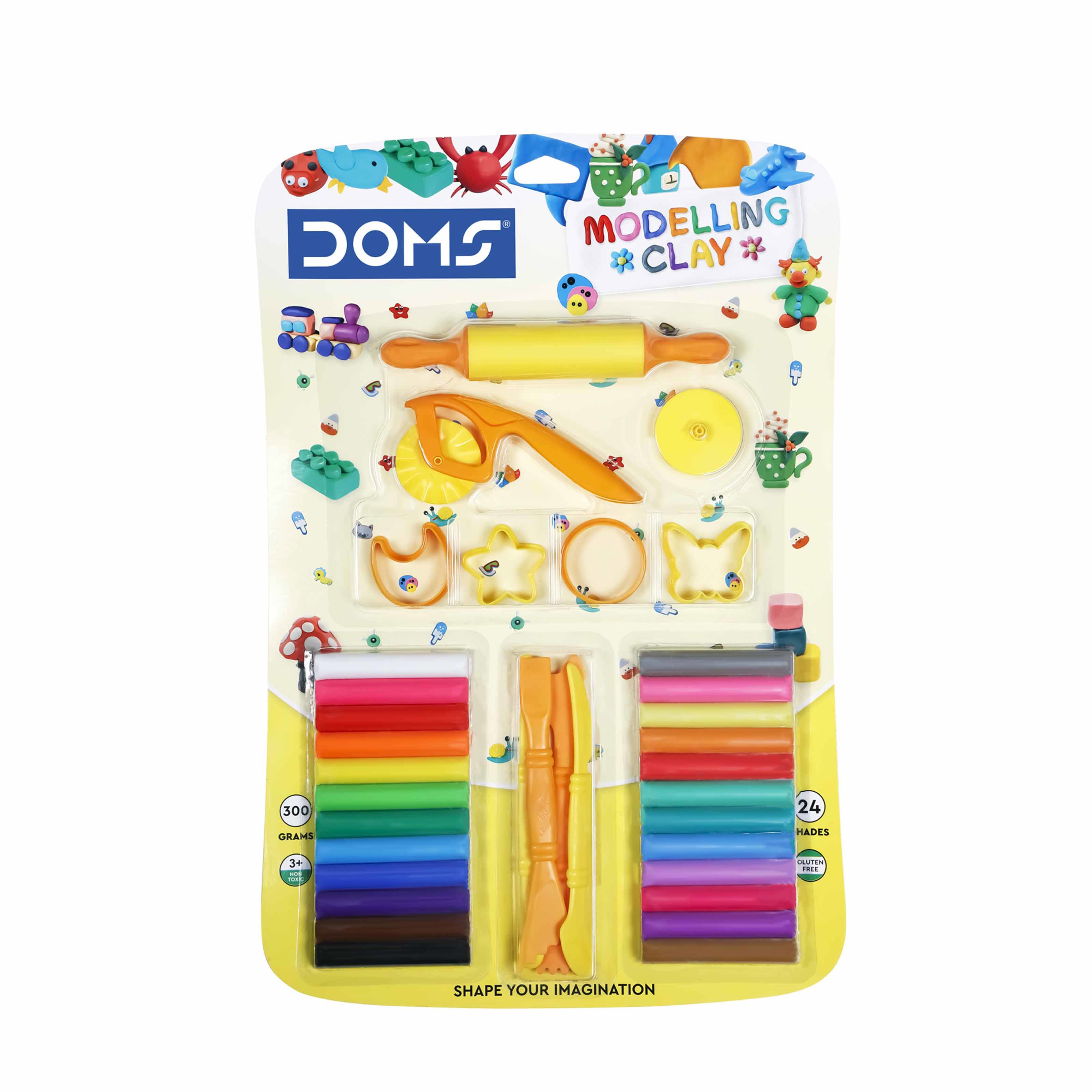 DOMS Modelling Clay 24Shade 300g +4Toys+4Spatula+1