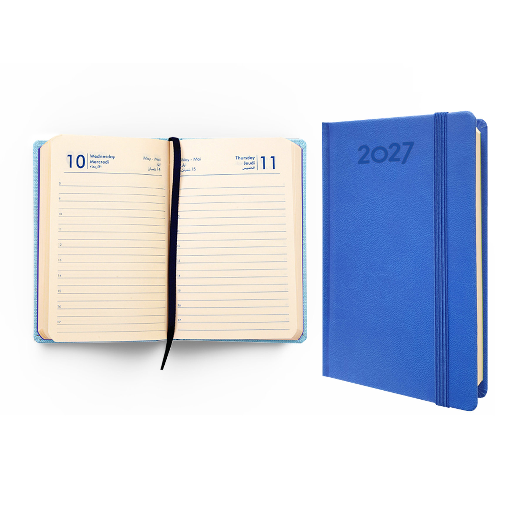 2027 Pocket Diary 1 Day/P W/Elastic Cord 9x14 cm