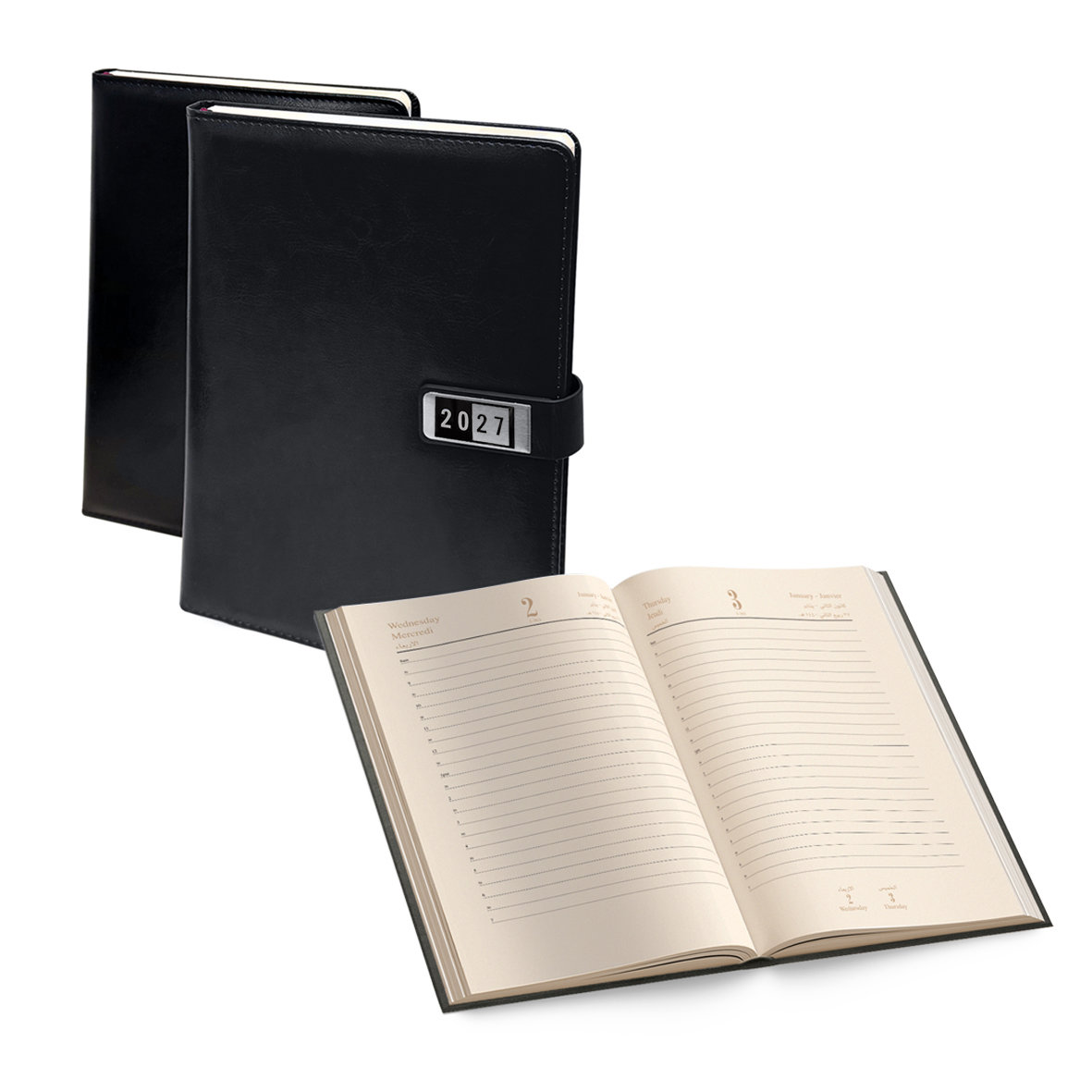2027 Daily Diary PU Magnet Ivory P L/O BK A5