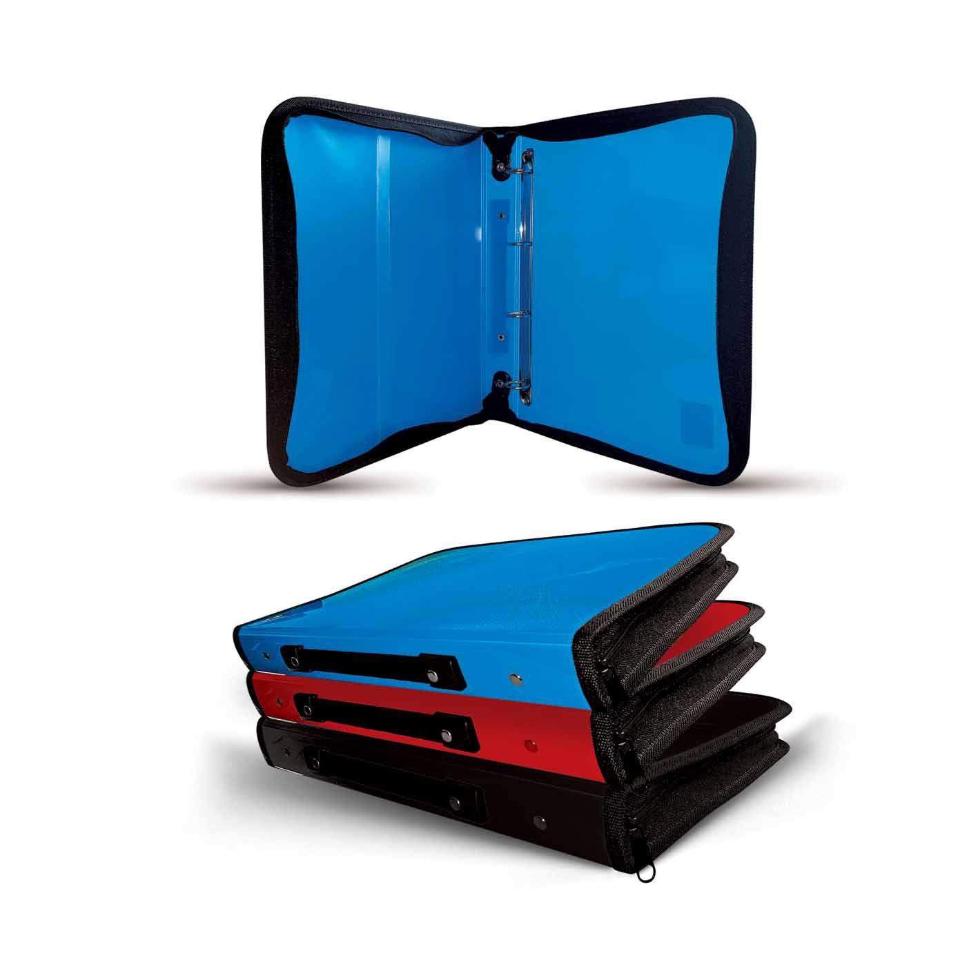 EXTEND Zipper binder 4 O rings 25mm A4-Black-Blue