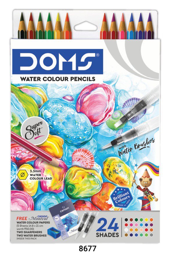 DOMS Aqua Water Colour Pencils 24colors in display