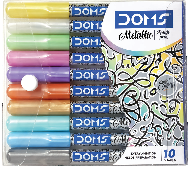 DOMS Brush Pen Metallic 10 colors in display Thumbnail