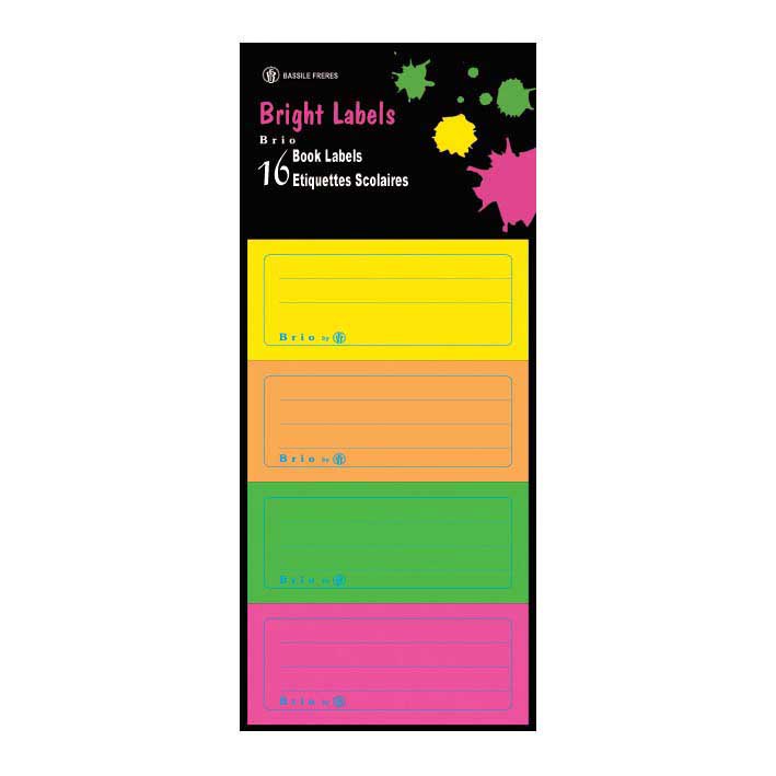 BRIO 16 School Stickers in clear bag (4 x 4) Neon