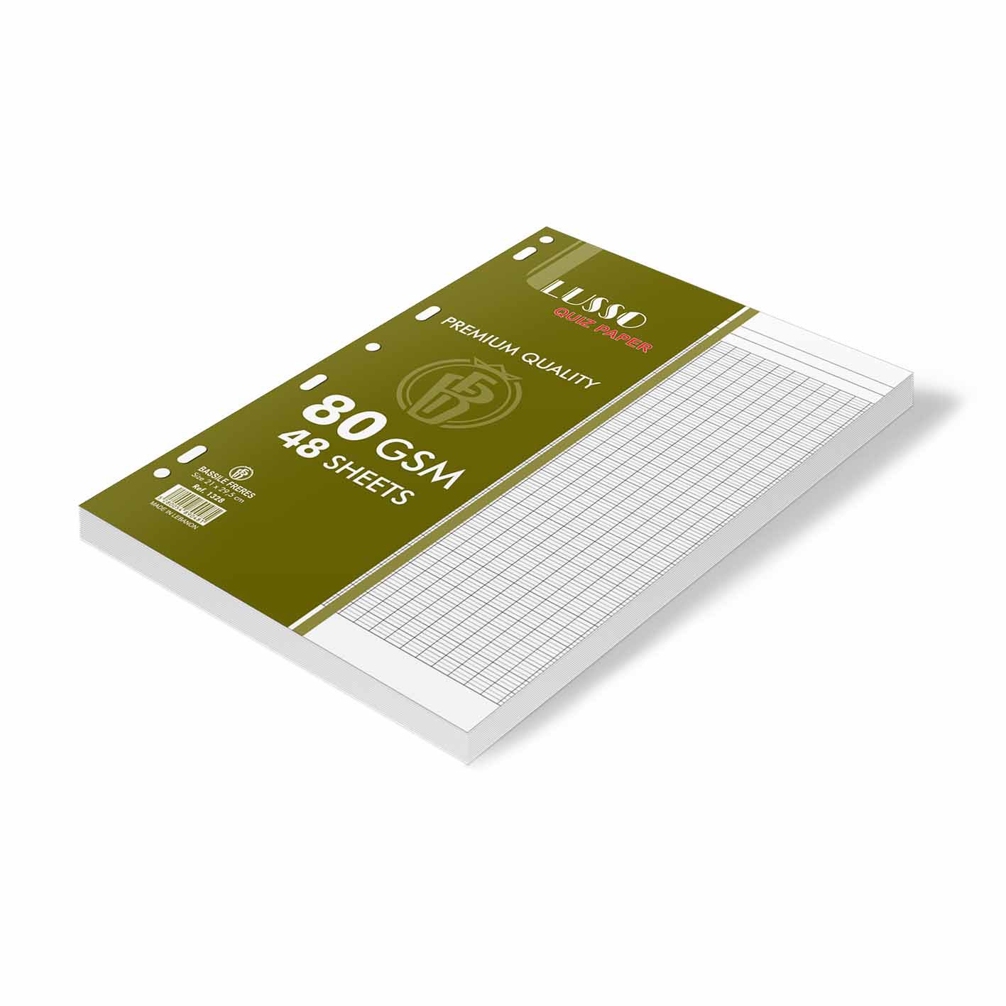 LUSSO Quiz Paper 80g Punched Sey 48sh A4  White