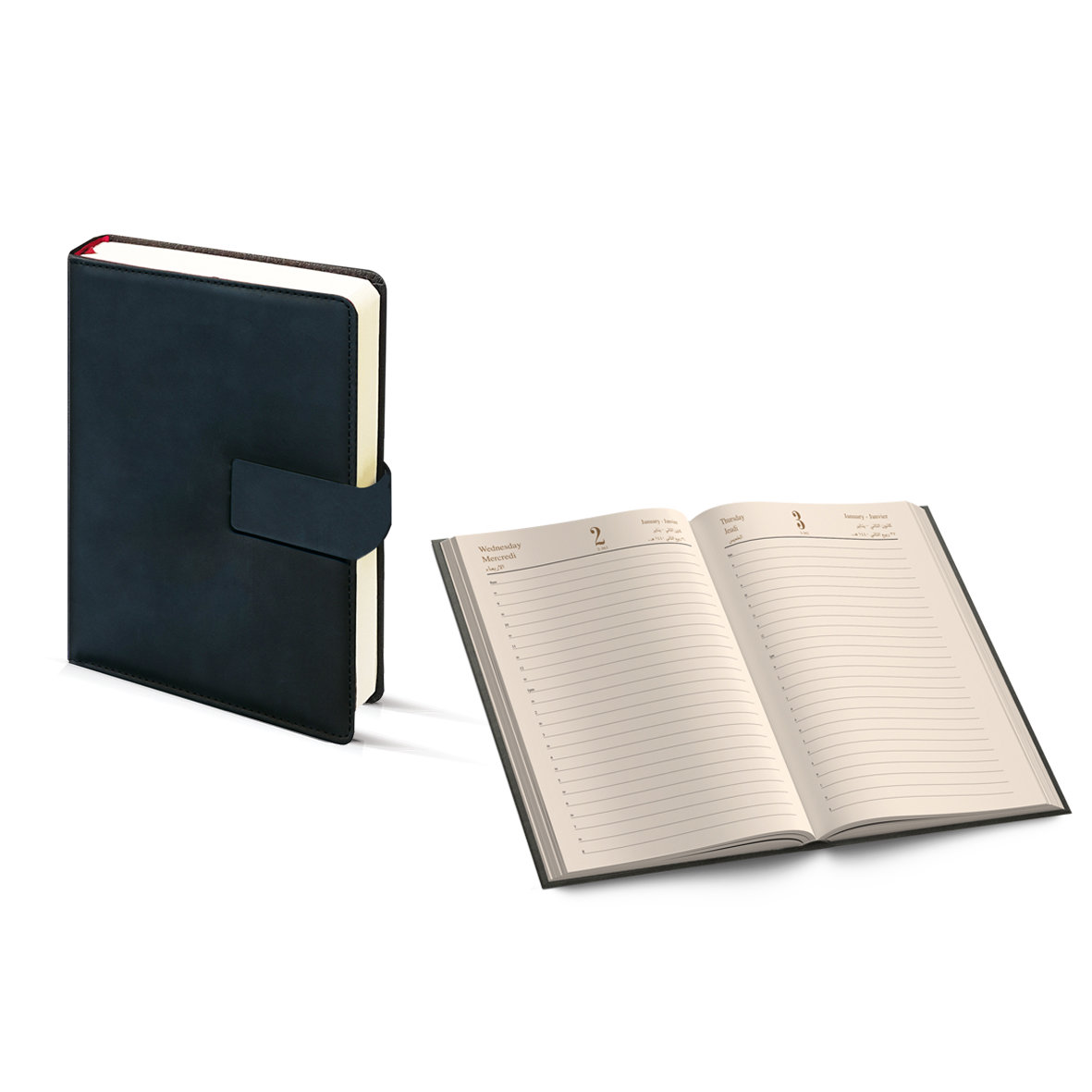 2026 Daily Diary PU Magnet closureL/O-A5 Blue