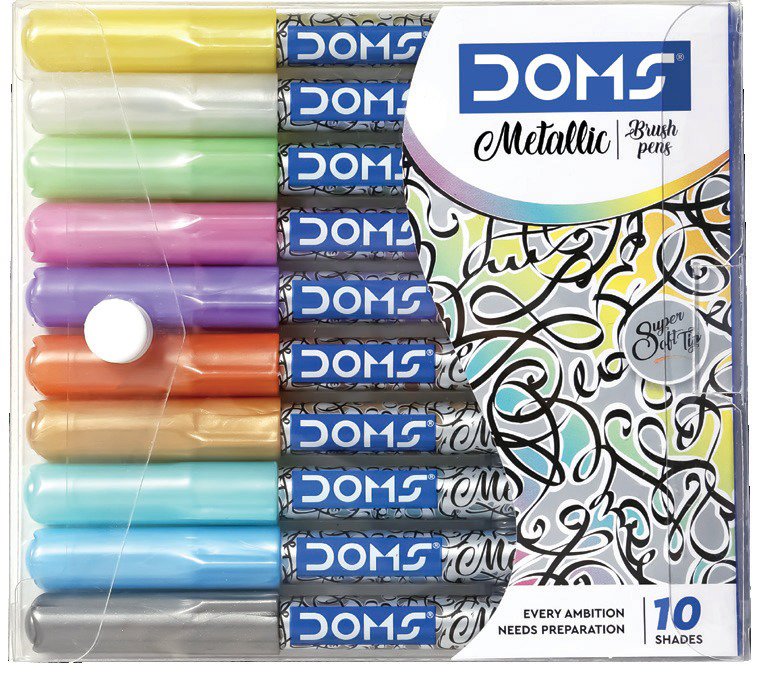 DOMS Brush Pen Metallic 10 colors in display