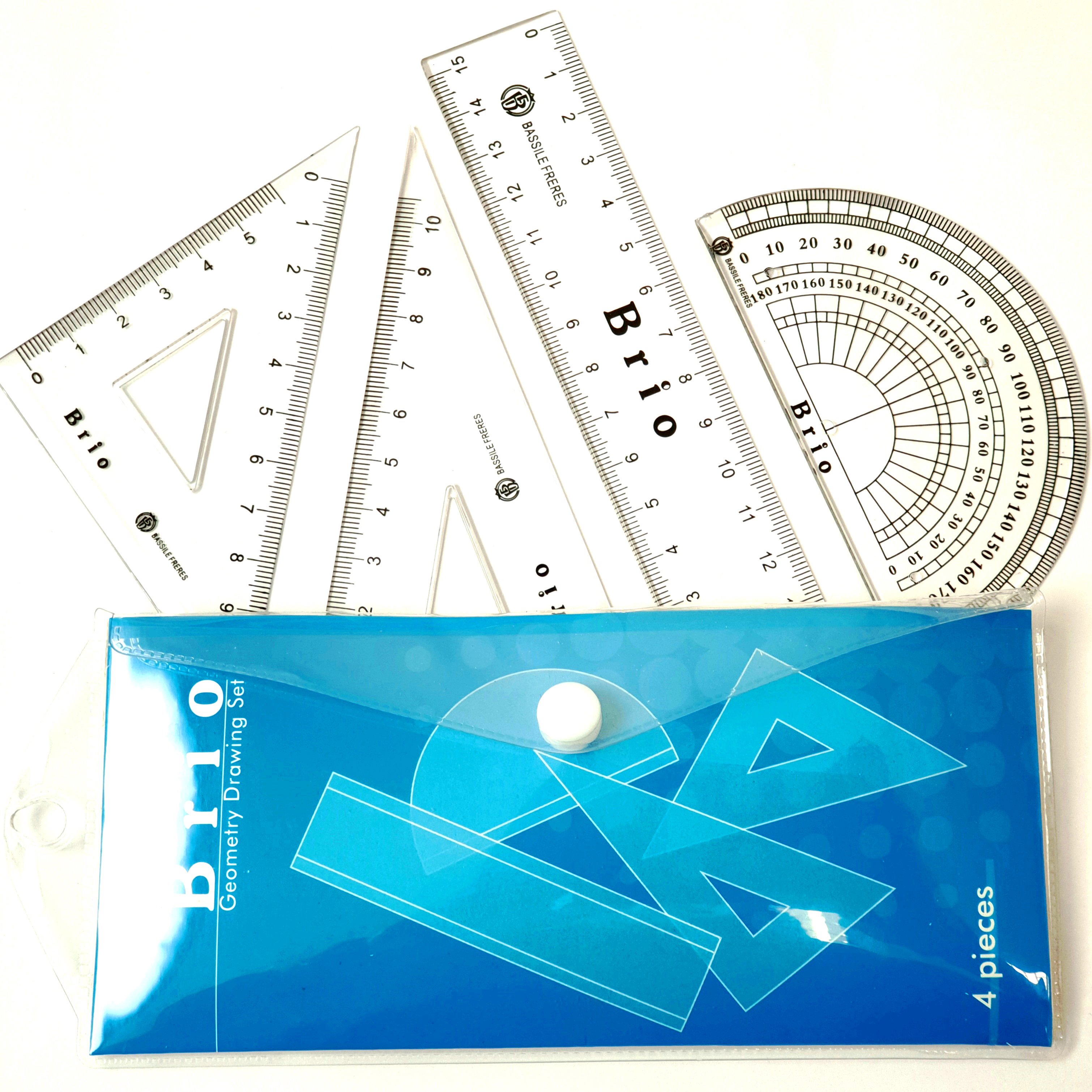 Geometric Set 4pcs in a PVC pocket w/ rivet