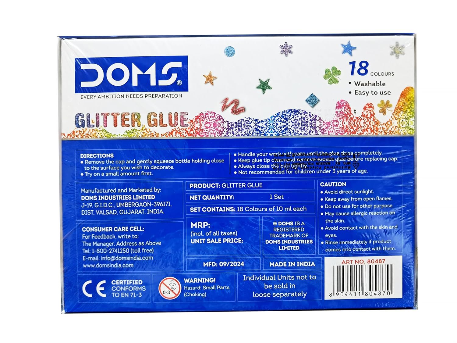 DOMS Glitter Glue 10ml 18 Shades Thumbnail