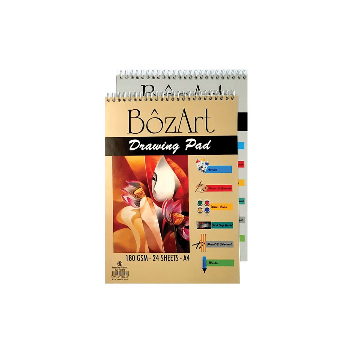 BOZART Drawing Pad Spiral  180gsm 24sh A4