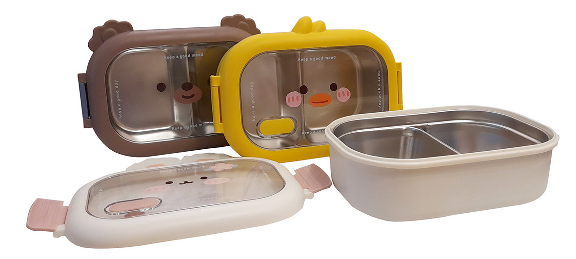 Lunch Box Stainless 3 Designs Bear,Duck & Rabbit