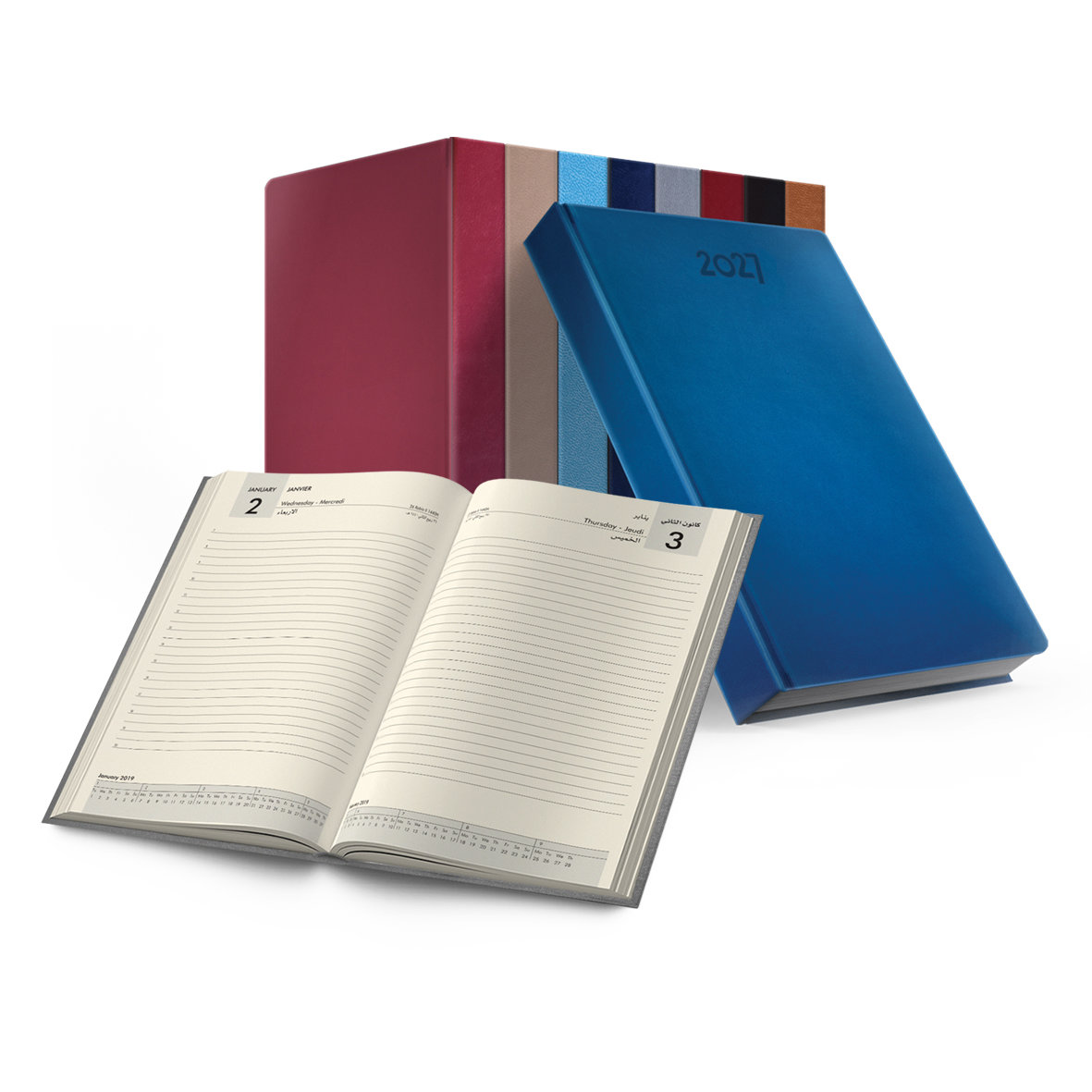 2027 Daily Diary PU Cover Cream Paper L/O Lines B5