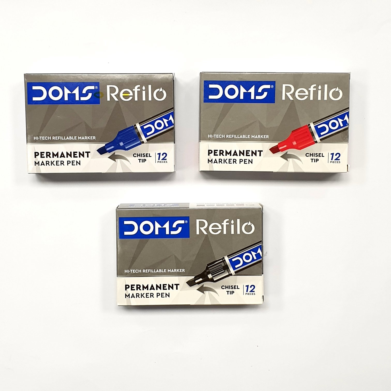 DOMS Refilo Permanent  Marker Chisel - Red
