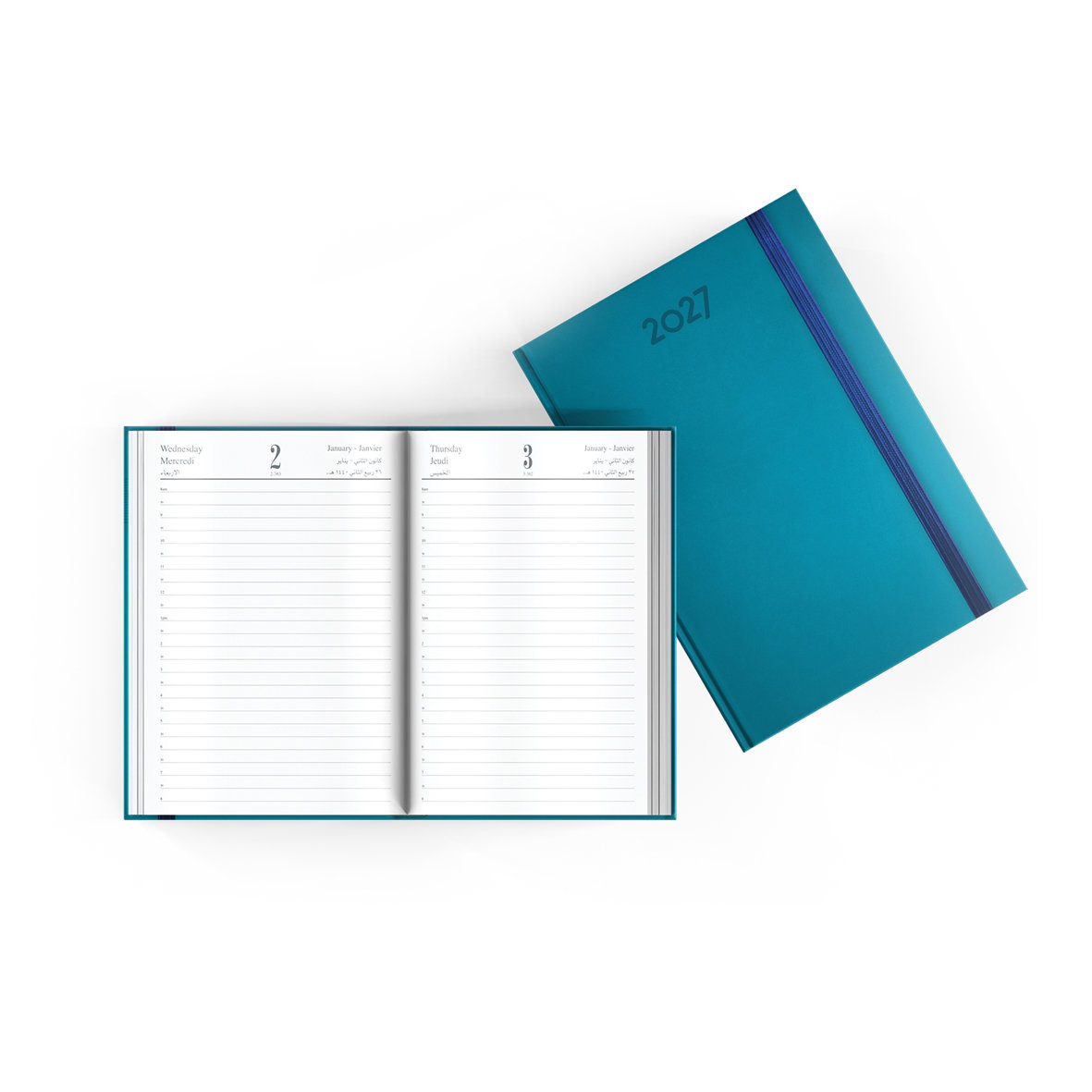 2027 Daily Diary PU Cover W/Elastic- Lines L/O A5
