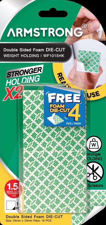 Double Sided Foam Tape square Die-Cut 24x24x1.5mm