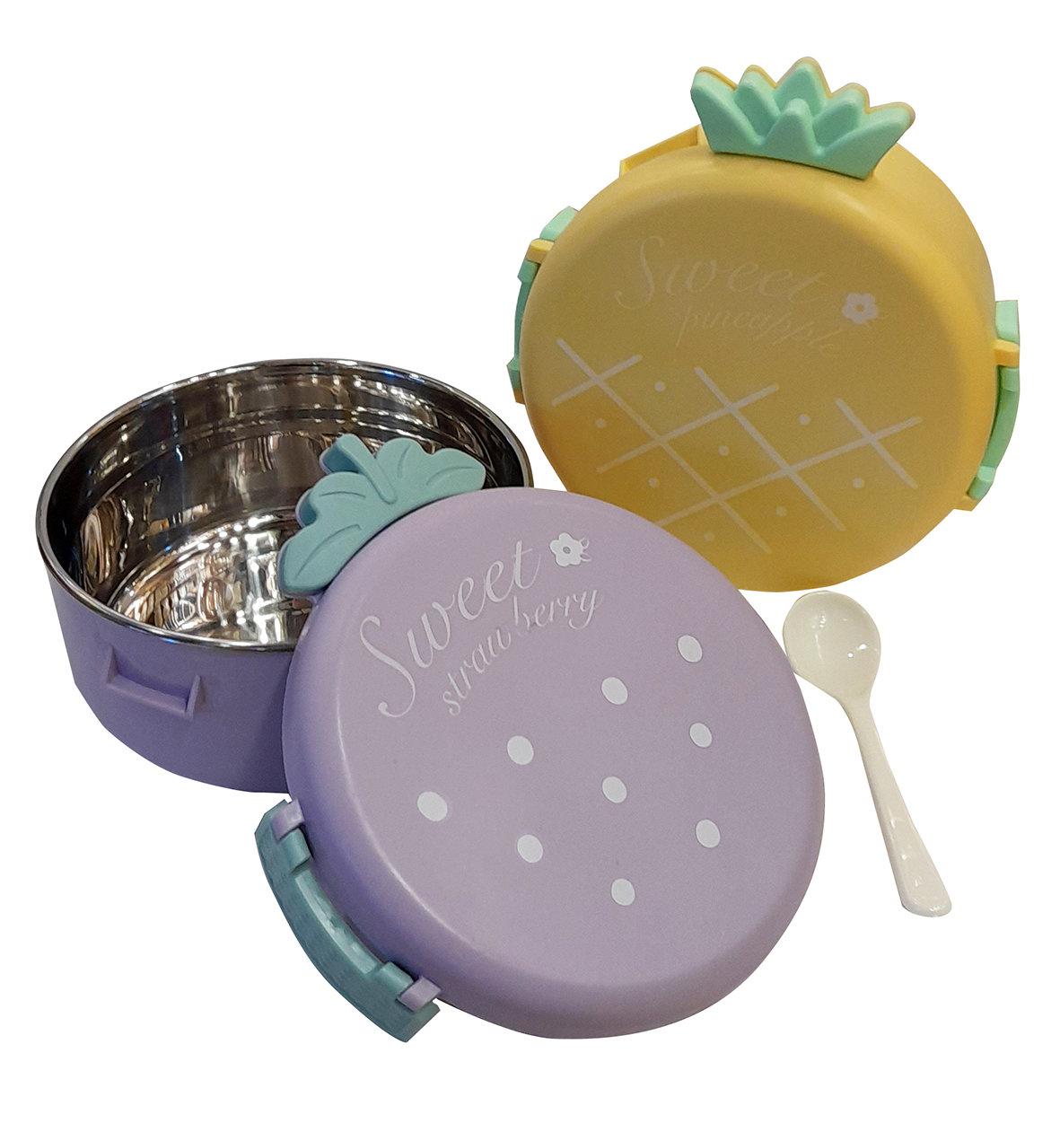 Lunch Box PINEAPPLE Stainless round shape Yellow