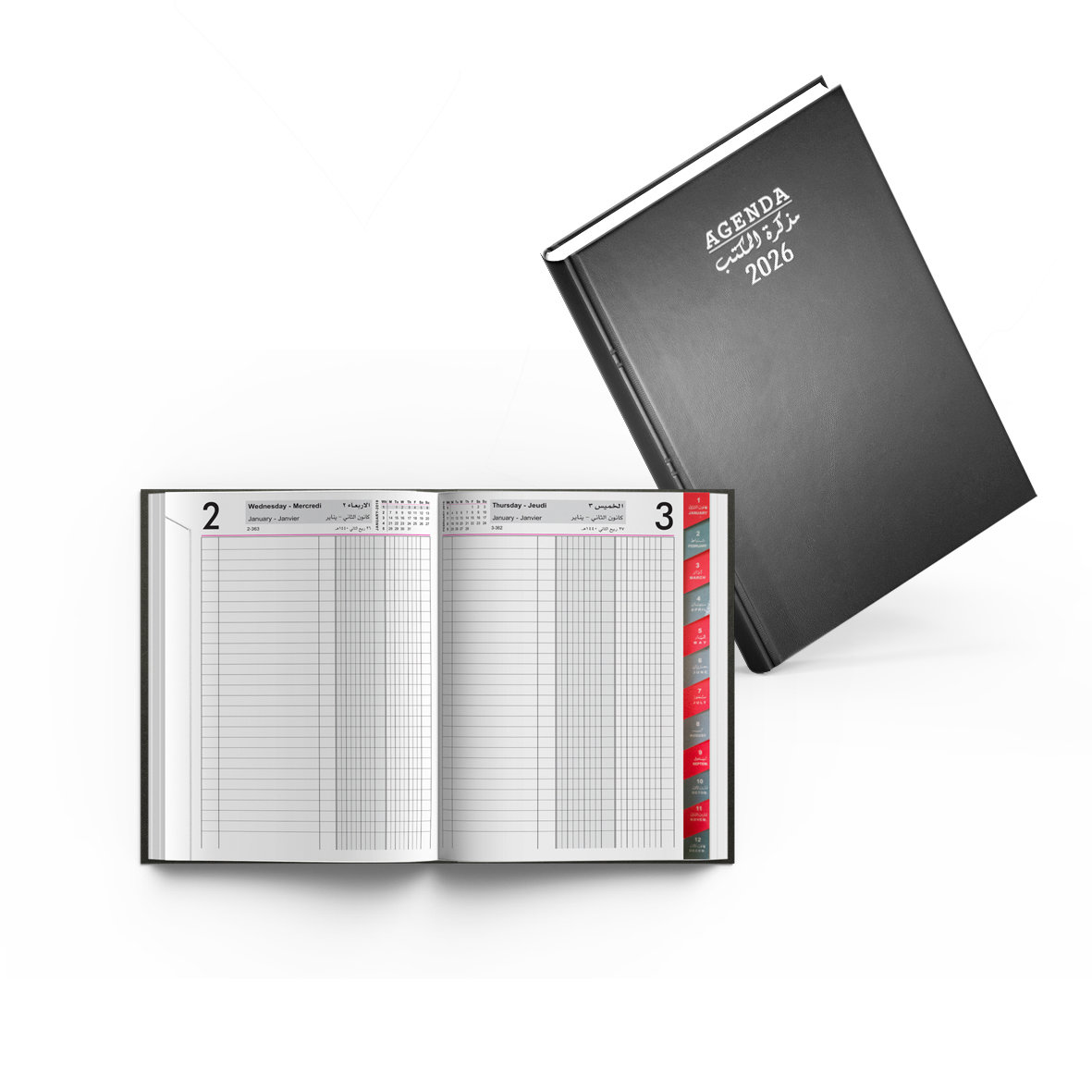 2026 Daily Diary PVC Cov 2col L/O Monthly Tabs B5