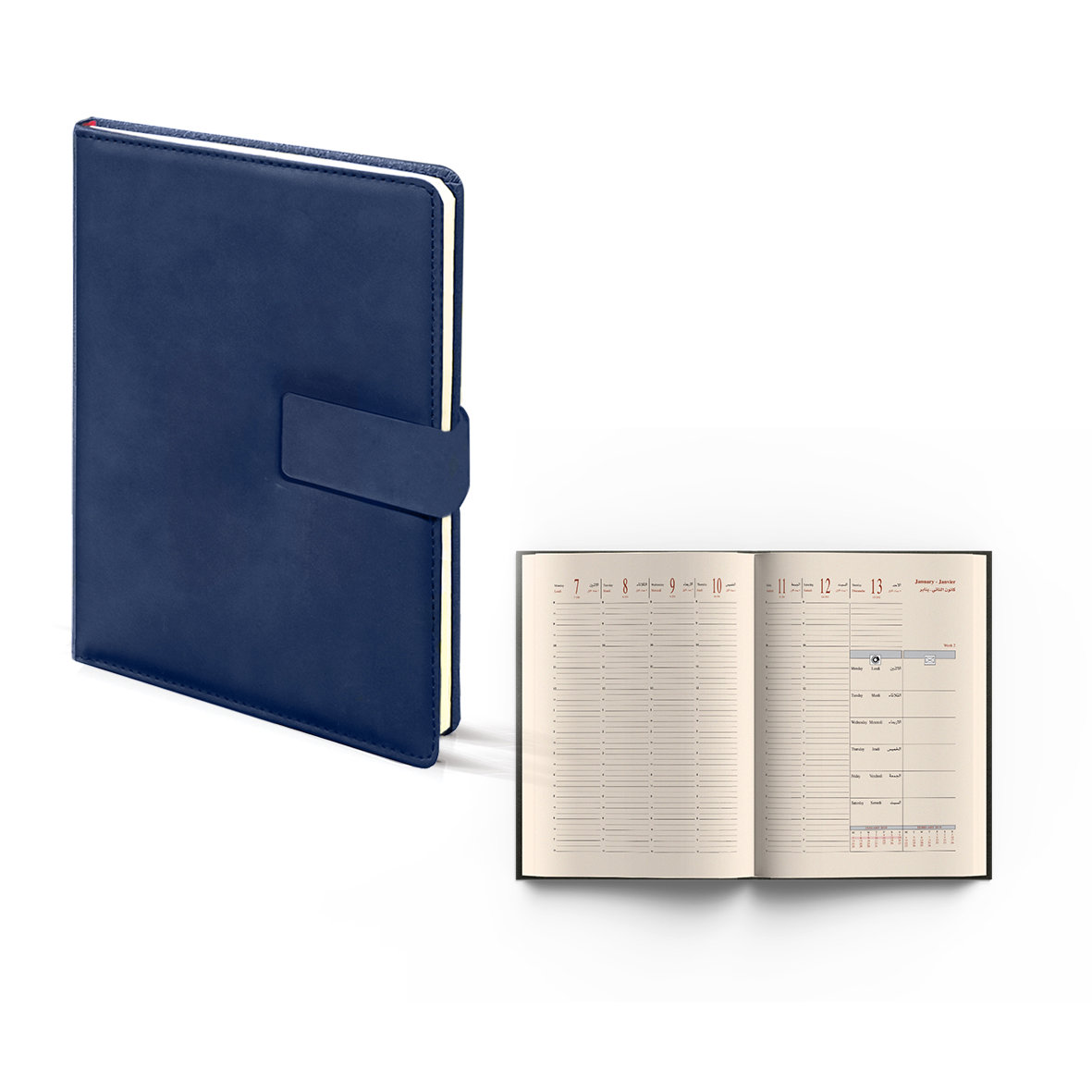 2026 Weekly Diary PU Cover 21x27cm Blue