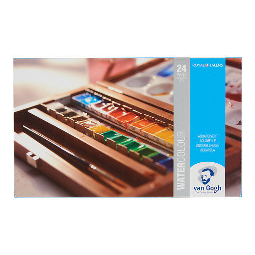 Van Gogh Watercolour wooden box | 24 half pans + 3 accessories Multicolour