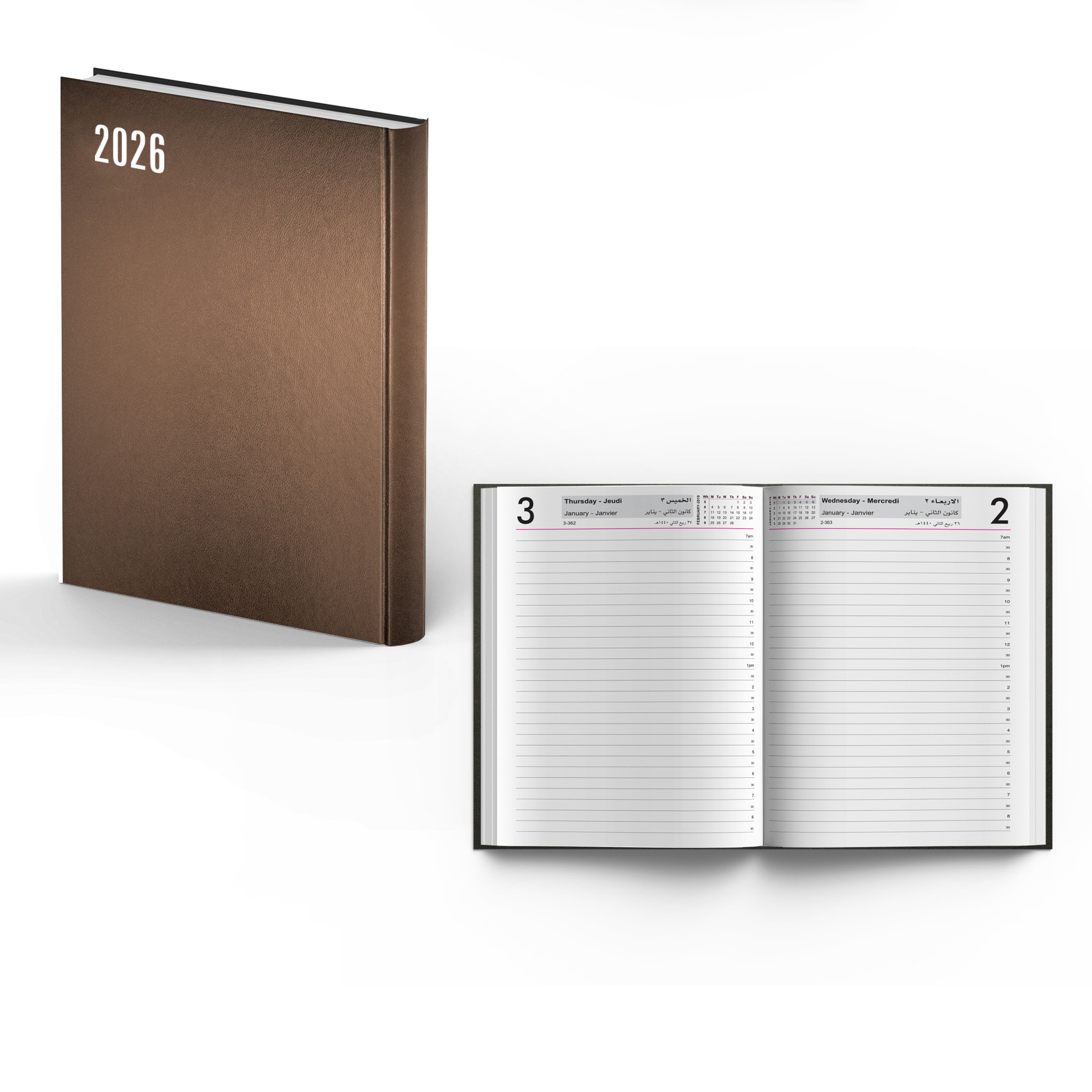 2026 Daily Diary Hard Cover Lines R/O B5