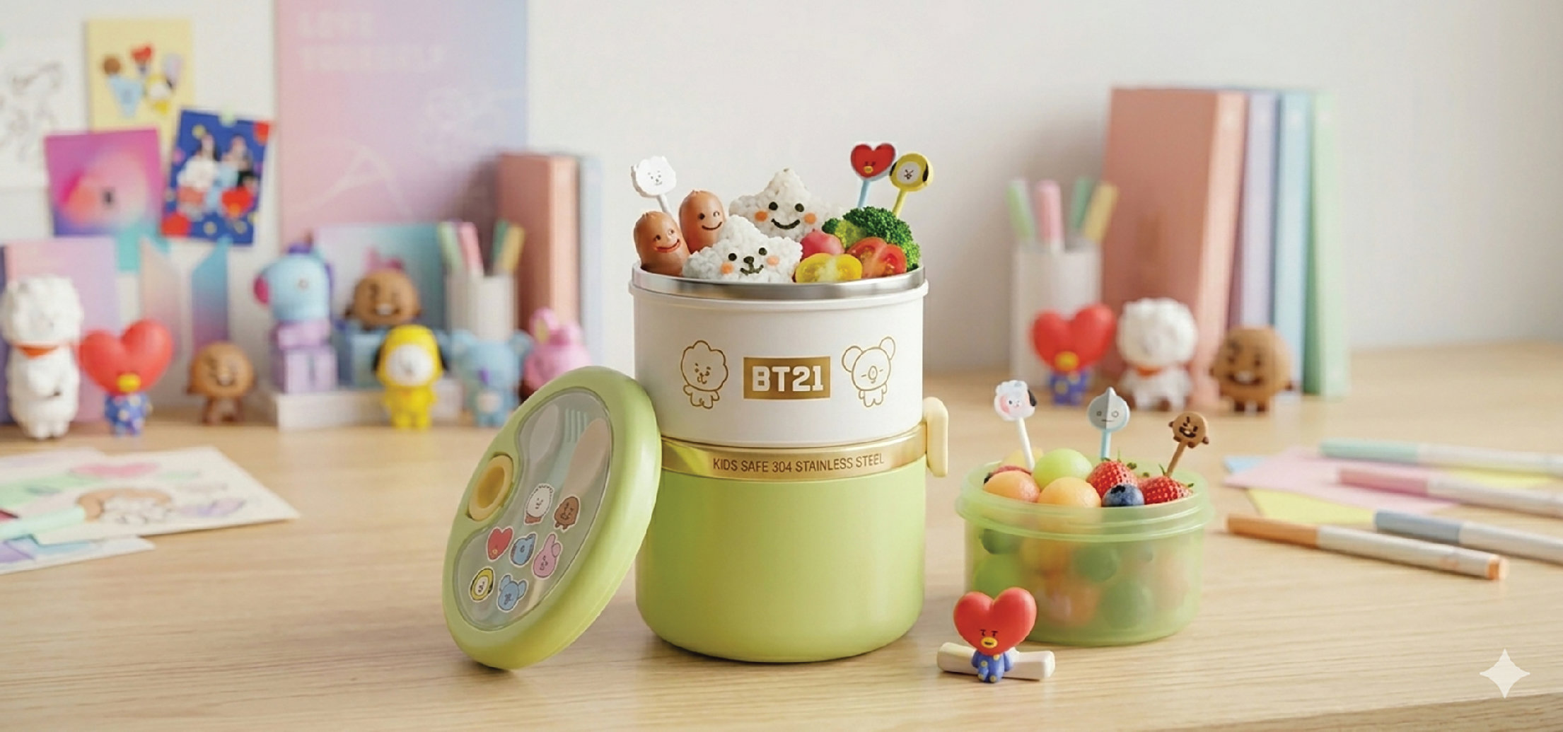 Lunch Box double layer Round shape 730+550ml Plain