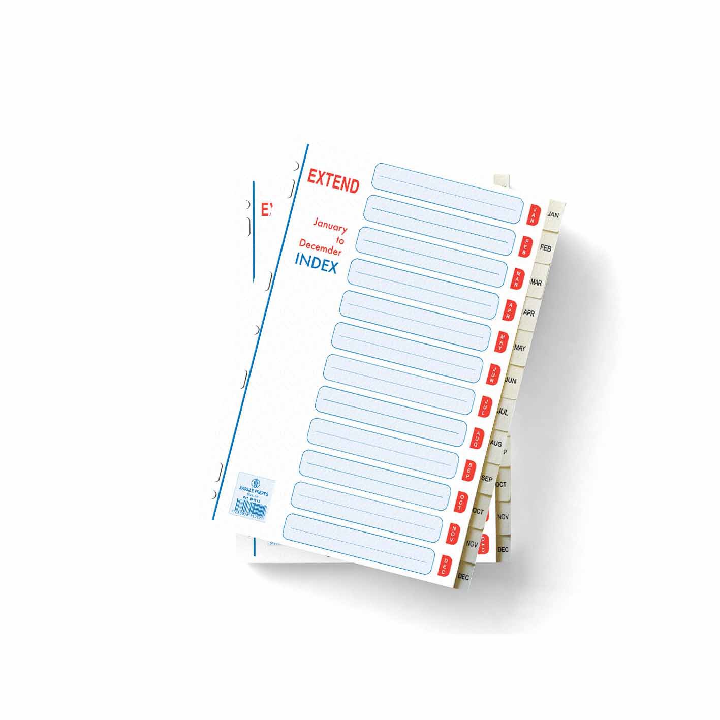EXTEND Separators PP Index Jan to Dec  A4 Grey