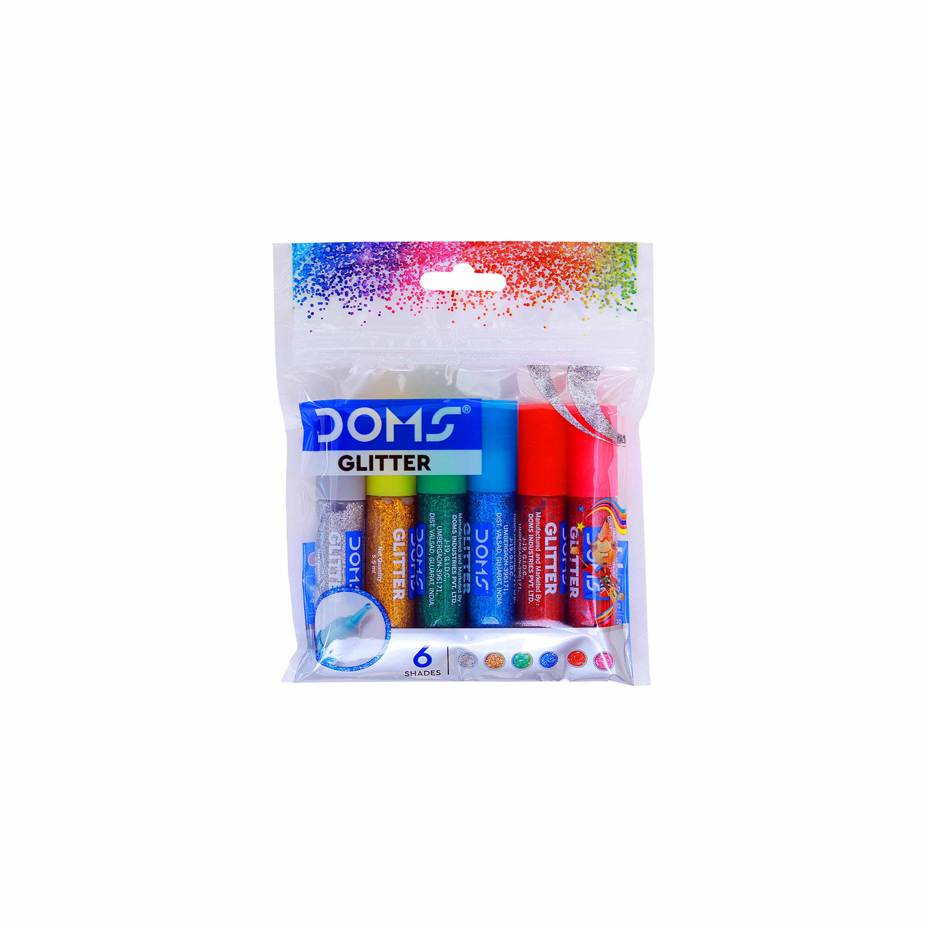 DOMS Glitter Glue 10ml 6Colors