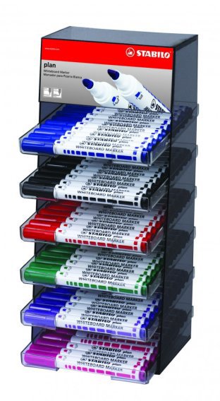 STABILO plan Whiteboard Marker round tip, assorted display of 100