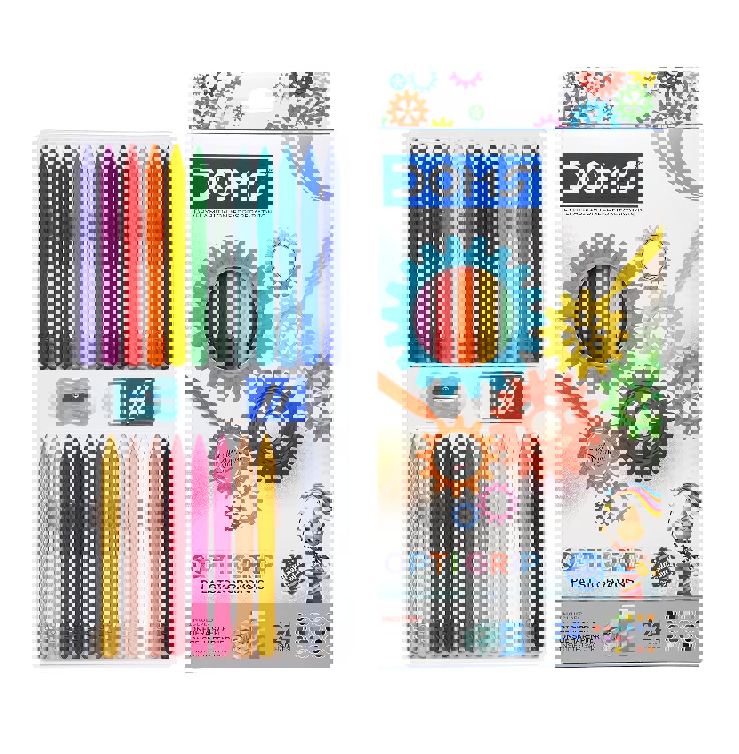 DOMS Opti Grip Plastic Crayons 24 Shades