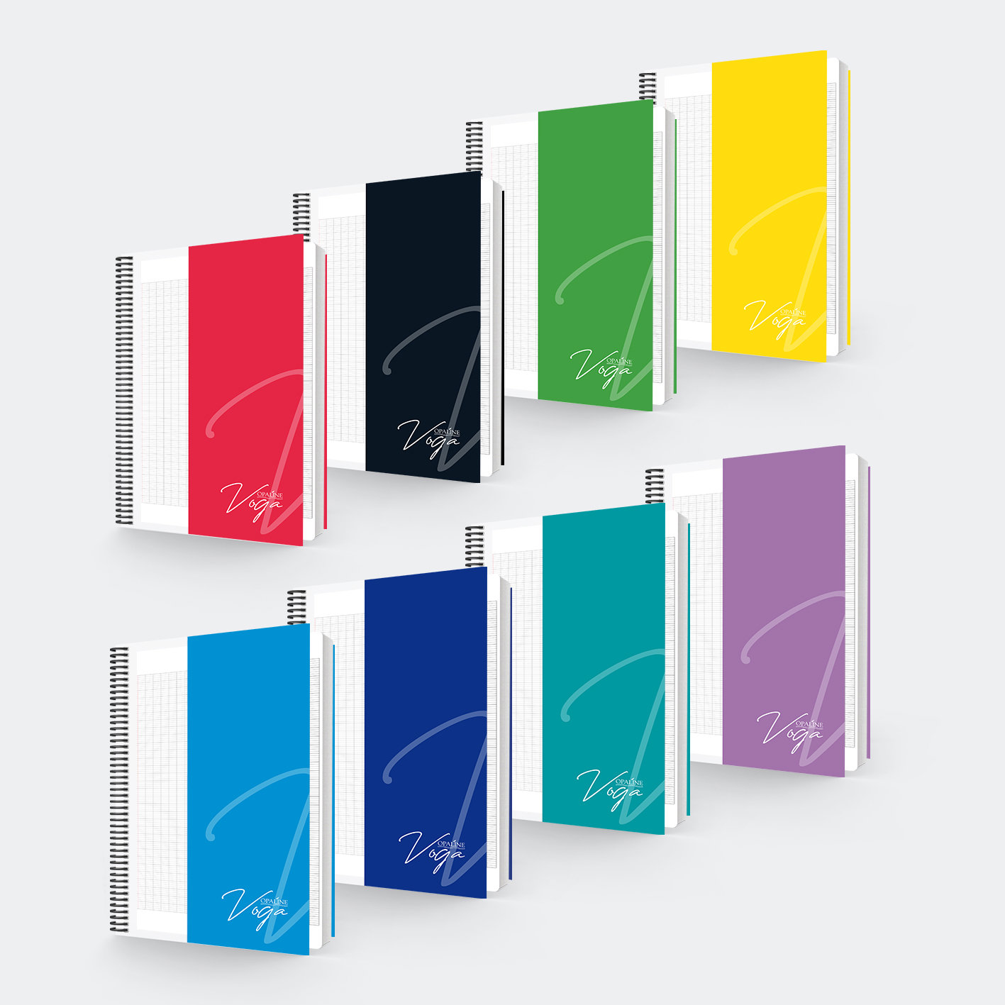 OPALINE VOGA 70 GSM COPYBOOKS University Book Lines, 48 Sheets, A4, Left Opening, Assorted