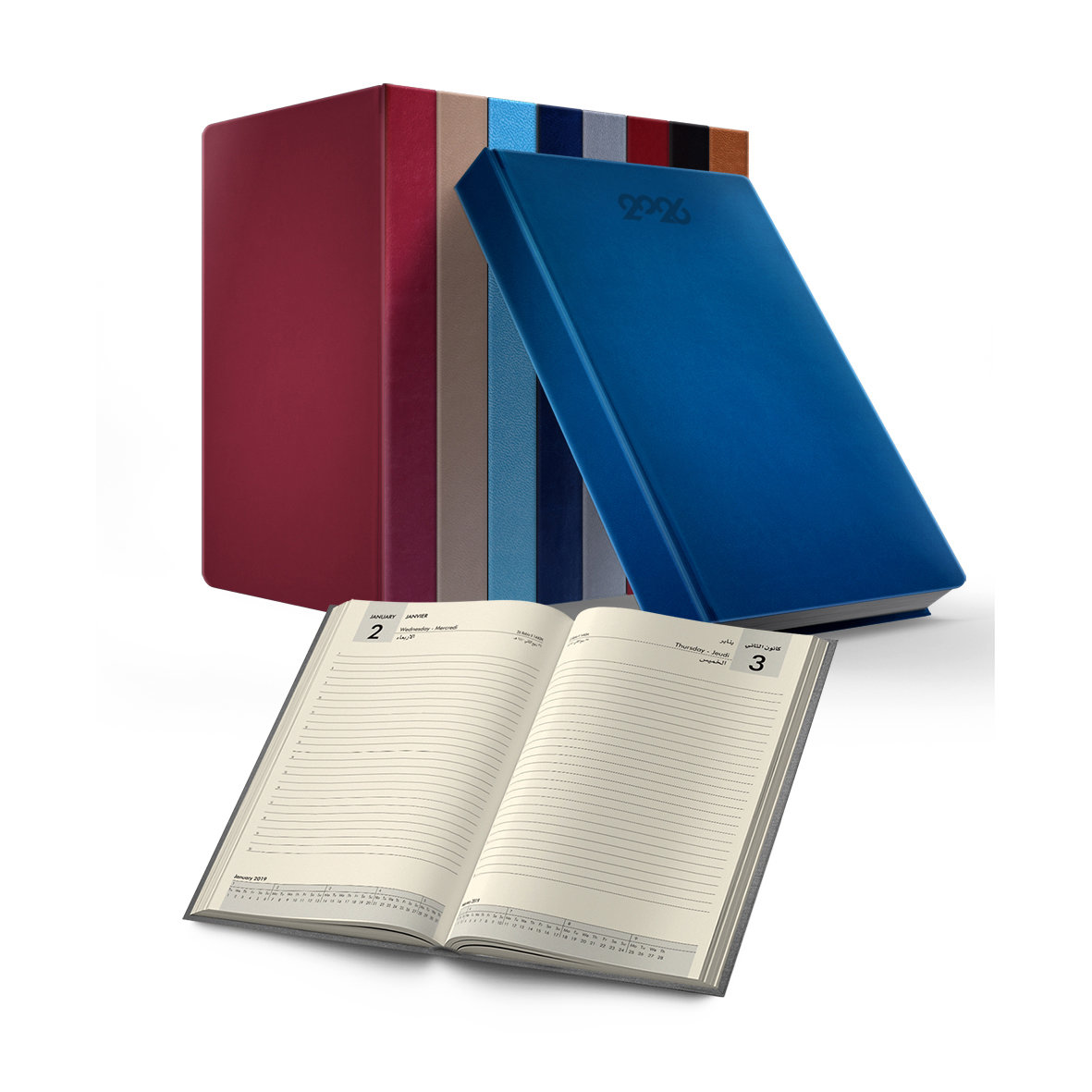 2026 Daily Diary PU Cover Cream Paper L/O Lines B5