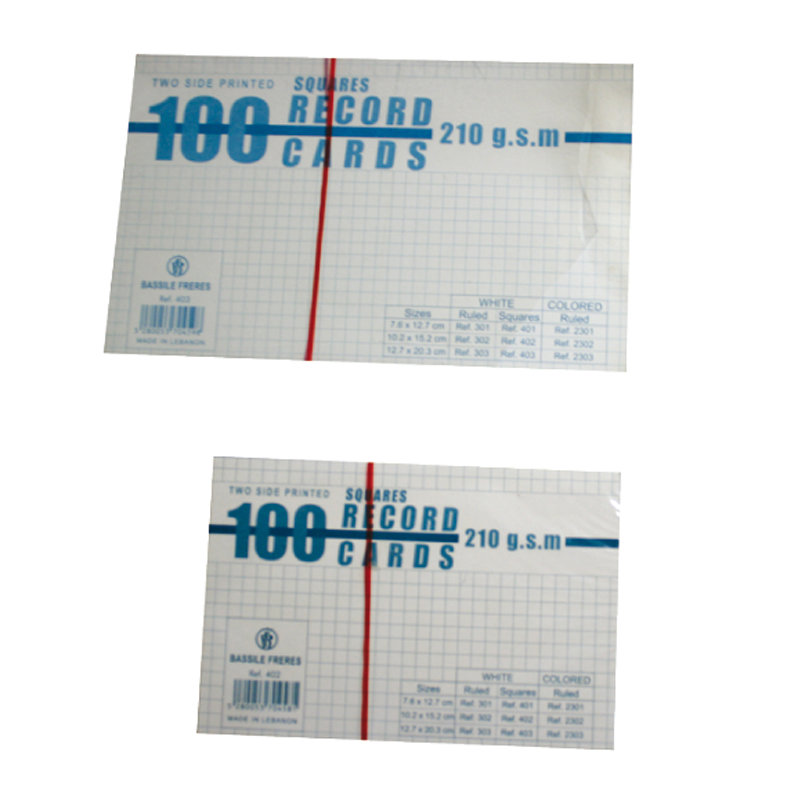 Record Cards Quadrilled 240g 100sh 12.7 x 20.3 cm