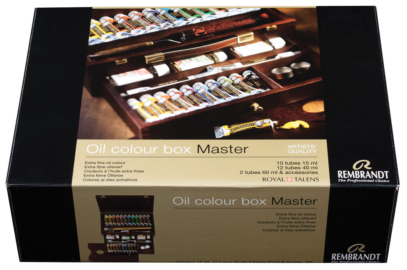 Rembrandt Oil colour wooden box set Master | 10 x 15 ml + 12 x 40 ml + 2 x 60 ml + accessories 10x15 ml